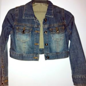 Meladini Brand Cropped Denim Jacket Ladies Sz Large Like New!
